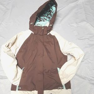 Nils Large Ski Jacket Brown and Cream/ivory